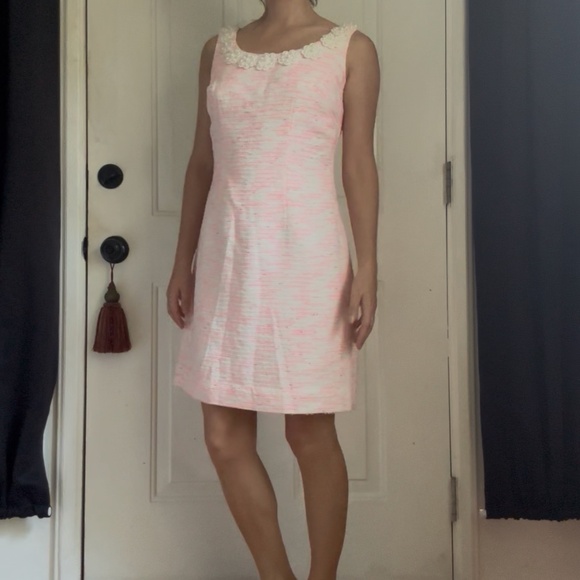Lilly Pulitzer Pink and White Tweed Boucle and Pearl Nina Dress - Picture 6 of 14